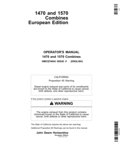 John Deere 1470, 1570 Combine Operator's Manual (OMCQ76042)