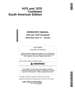 John Deere 1470, 1570 Combine Operator's Manual (OMCQ76462)