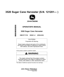 John Deere 3520 Sugar Cane Harvest (121201-) Operator's Manual (OMCXT11722)