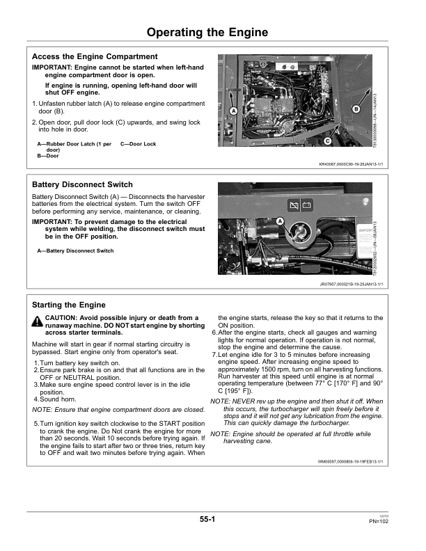 John Deere 3520 Sugar Cane Harvester (S.N. 121550-) Operator's Manual (OMCXT16332) - Image 2