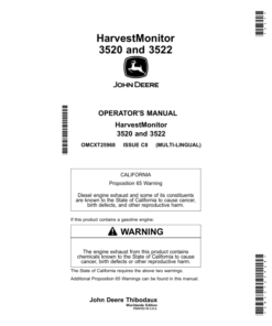 John Deere HarvestMonitor 3520, 3522 Operator's Manual (OMCXT25968)