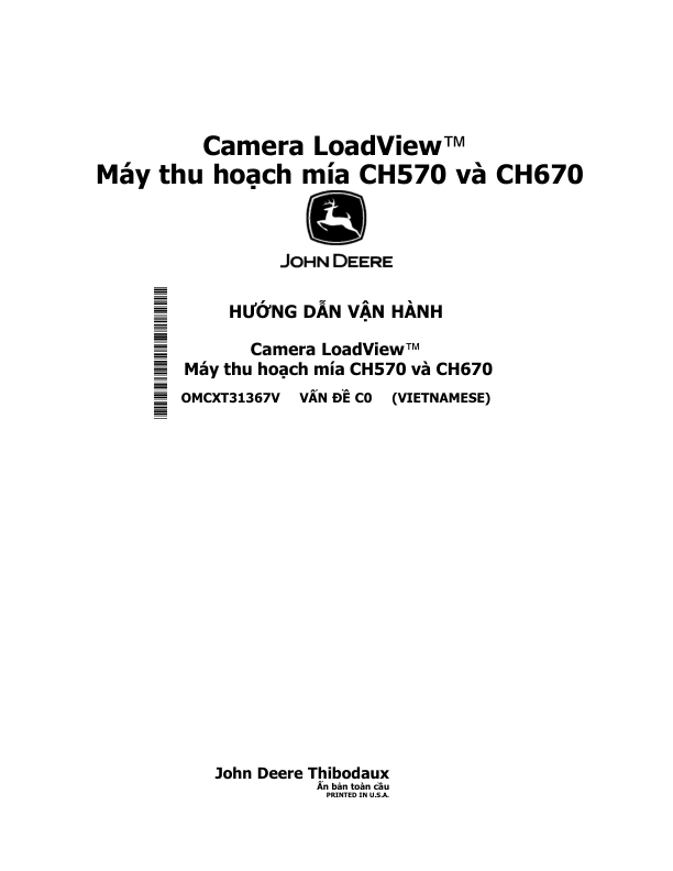 John Deere LoadView Cameras CH570, CH670 Sugar Cane Harvesters Operator's Manual (OMCXT31367) - Image 2