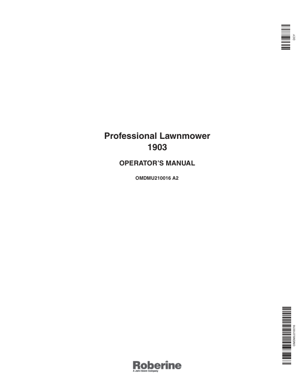 John Deere 1903 Large Area Reel Mower (193501-) Operator's Manual (OMDMU210016)