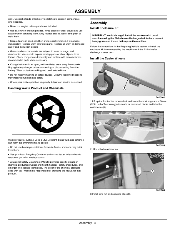 John Deere 1400, 1420 1435, 1445, 1545, 1550, 1565 Rear Discharge Mower Deck for 1400/1500 Series Front Mower 72-Inch (North America) (210001-) Operator's Manual (OMDMU210022E) - Image 2