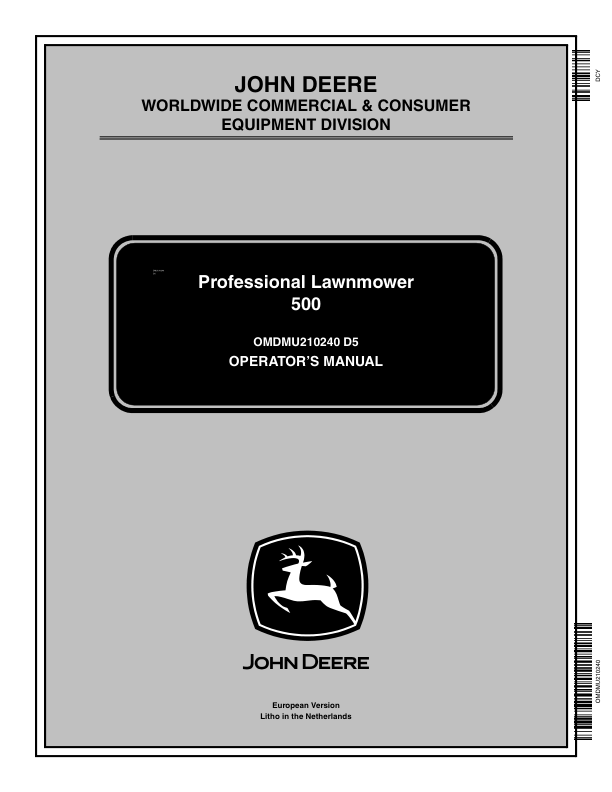 John Deere 500 Professional Lawnmower (520235-) Operator's Manual (OMDMU210240)