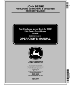 John Deere 72 Inch Rear Discharge Mower Deck Operator's Manual (OMDMU211802)