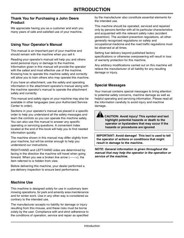 John Deere Basic Machines Export Edition 1505 (152500-152595) 1515 (156500-156572) Operator's Manual (OMDMU211990) - Image 2