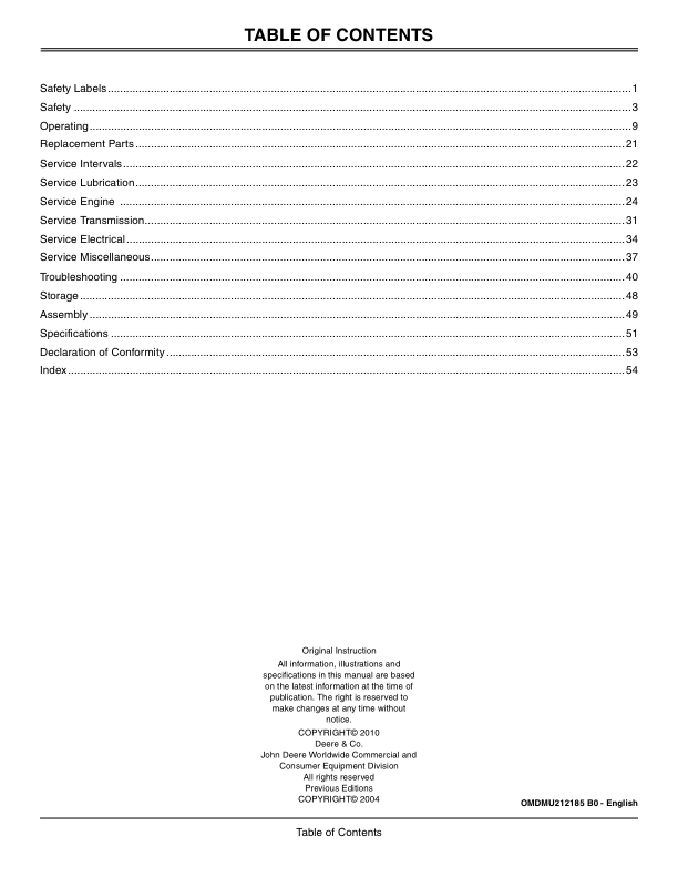John Deere Basic Machines Export Edition 1505 (152596-170000) 1515 (156573-170000) Operator's Manual (OMDMU212185) - Image 2