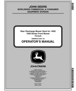 John Deere 72 Inch Rear Discharge Mower, 1400/1500 Series (North America) (215434-) Operator's Manual (OMDMU212207E)
