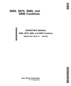 John Deere S660, S670, S680, S690 Combines (South America) Operator's Manual (OMDQ101820)