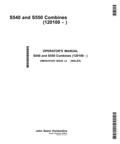 John Deere S540, S550 Combines (South American Edition) Operator's Manual (OMDQ101825)