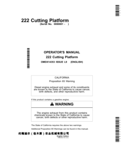John Deere 222F, 222R Cutting Platform Operator's Manual (OMDX14353)