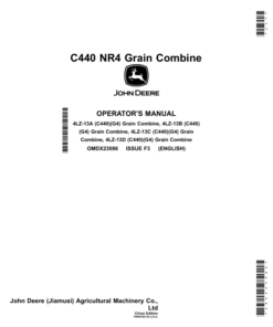 John Deere C440 NR4 Combine (China Edition) Operator's Manual (OMDX23086)