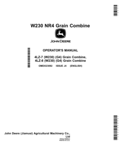 John Deere W230 NR4 Grain Combine Operator's Manual (OMDX23092)