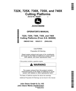 John Deere 722X, 725X, 730X, 735X, 740X Cutting Platforms (Worldwide) Operator's Manual (OMDXE11042)