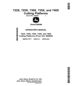 John Deere 722X, 725X, 730X, 735X, 740X Cutting Platforms (065000-) (New-Zealand / Australia) Operator's Manual (OMDXE11077)