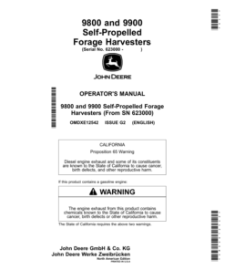 John Deere 9800, 9900 Self-Propelled Forage Harvesters (623000-) (North American) Operator's Manual (OMDXE12542)