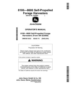 John Deere 8100—8600 Self-Propelled Forage Harvesters (623000-) (North American) Operator's Manual (OMDXE12632)