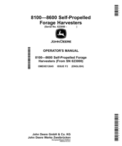 John Deere 8100—8600 Self-Propelled Forage Harvesters (623000-) (European/Export Edition) Operator's Manual (OMDXE12645)