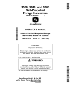 John Deere 9500, 9600, 9700 Self-Propelled Forage Harvesters (623000-) (North American) Operator's Manual (OMDXE12760)
