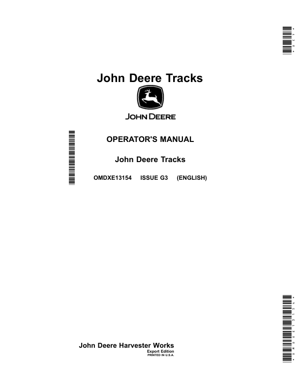 John Deere Tracks (830001-835000) (Export Edition) Operator's Manual (OMDXE13154)