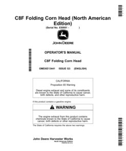 John Deere C8F Folding Corn Head (North American) (830001-) Operator's Manual (OMDXE13441)