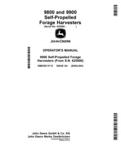 John Deere 9800, 9900 Self-PropelledForage Harvesters Operator's Manual (OMDXE13712)