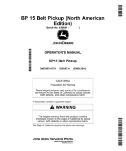 John Deere BP 15 Belt Pickup (North American) Operator's Manual (OMDXE14735)
