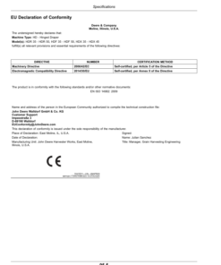 Alternative view of John Deere HDF 35—HDF 50, HDR 35—HDR 50 Hinged Drapers, HDX 35—HDX 45 Extended Hinged Drapers (Export Edition) Operator's Manual (OMDXE14755)