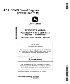 John Deere 4.5 L SDMO Diesel Engines (PowerTech M) Operator's Manual (OMDZ105870)