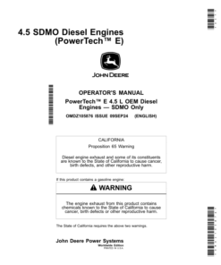 John Deere 4.5 SDMO Diesel Engines (PowerTech E) Operator's Manual (OMDZ105876)
