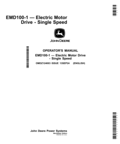 John Deere EMD100-1 - Electric Motor Drive - Single Speed Operator's Manual (OMDZ124003)