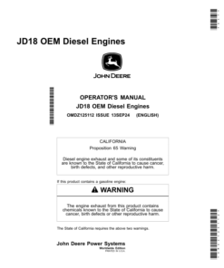 John Deere JD18 OEM Diesel Engines Operator's Manual (OMDZ125112)