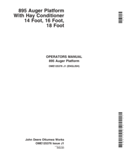 John Deere 895 Auger Platform With Hay Conditioner Operator's Manual (OME125376)