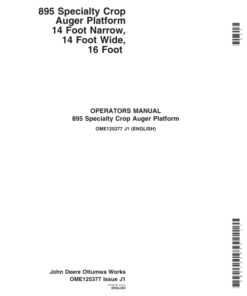 John Deere 895 Specialty Crop Auger Platform Operator's Manual (OME125377)