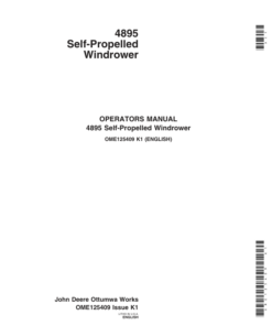 John Deere 4895 Self-Propelled Windrower (-180000) Operator's Manual (OME125409)