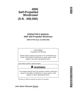 John Deere 4995 Sef-Propelled Windrower Operator's Manual (OME127799)