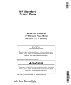John Deere 457 Standard Round Baler Operator's Manual (OME130950)