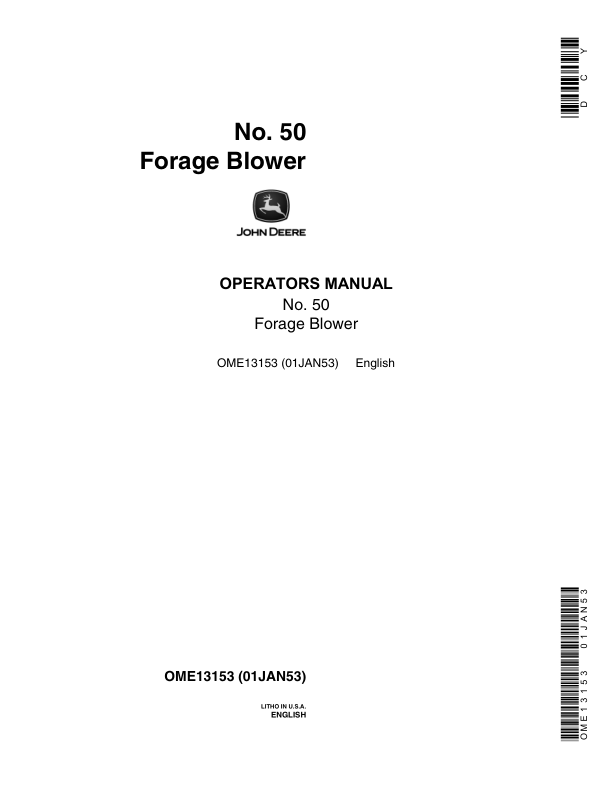 John Deere 50 Forage Blower Operator's Manual (OME13153)
