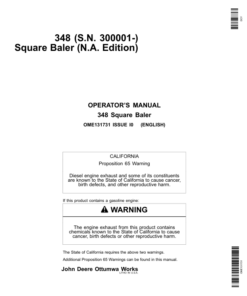 John Deere 348 Square Baler (MY2019) Operator's Manual (OME131731)