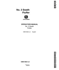 John Deere No. 3 Swath Fluffer Operator's Manual (OME18924)