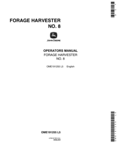 John Deere No. 8 Forage Harvester Operator's Manual (OME191255)