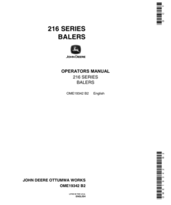 John Deere 216T & 216WS Balers Operator's Manual (OME19342)