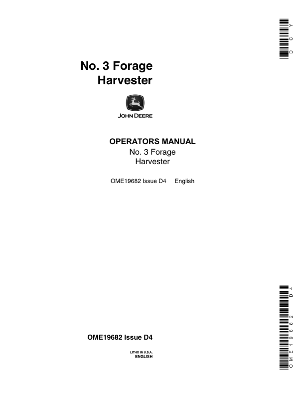 John Deere No. 6 Forage Harvester Operator's Manual (OME19682)