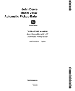 John Deere Model 214W Automatic Pickup Baler Operator's Manual (OME26958)