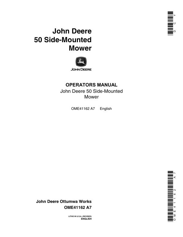 John Deere 50 Side-Mounted Mower (003001-) Operator's Manual (OME41162)
