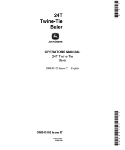 John Deere 24T Twine Baler Operator's Manual (OME43103)