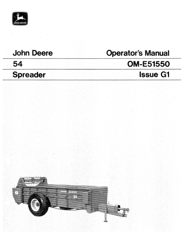 John Deere 54 Manure Spreader Operator's Manual (OME51550)