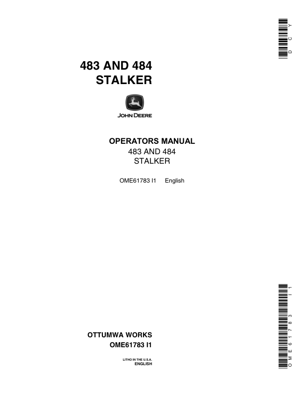 John Deere 483, 484 Stalkers Operator's Manual (OME61783)