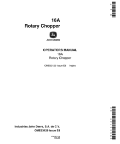 John Deere 16A Rotary Chopper Operator's Manual (OME63129)